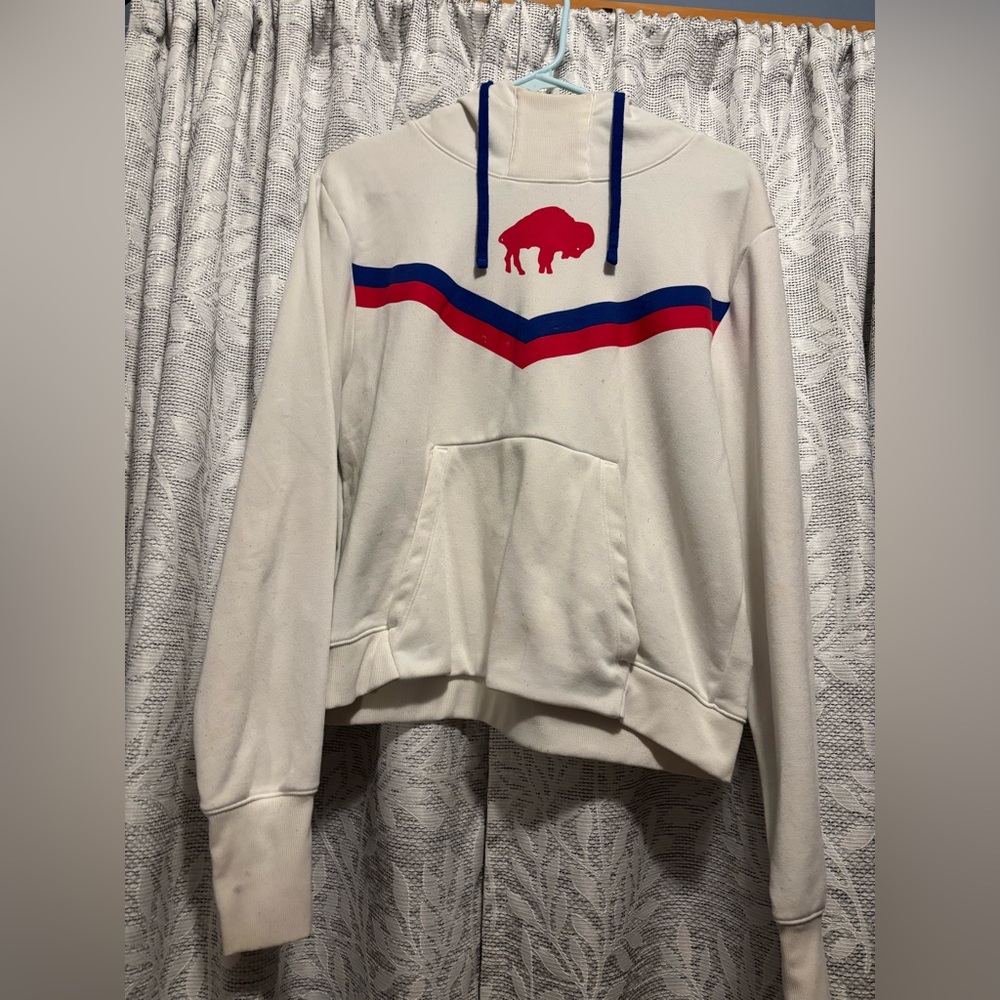 Nike White Dri-FIT Hoodie with Blue Accents -Bills football team